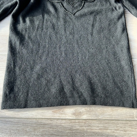 Vintage Tamra Black  Wool Angora Blend Beaded Sweater - Picture 8 of 15